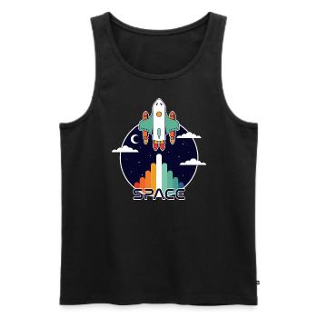 Space and retro - Men's Premium Organic Tank Top - black - Front - AI Model Male 178 light (178cm)