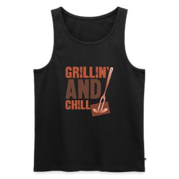 Grillin and chill- lustiges Grill geschenk tshirt - Men's Premium Organic Tank Top - black - Front - AI Model Male 178 light (178cm)