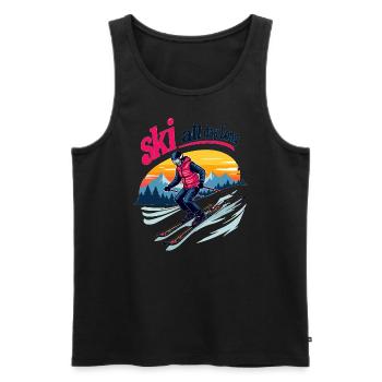 Ski all day - Männer Premium Bio Tank Top - Schwarz - Vorne - AI Model Male 178 light (178cm)