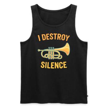 I destroy silence Trompete Spruch Sprüche - Männer Premium Bio Tank Top - Schwarz - Vorne - AI Model Male 178 light (178cm)