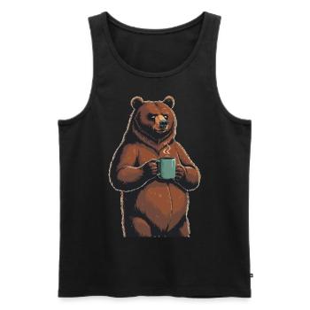 Grim Bear Coffee Mug Bears Coffee Tired - Men's Premium Organic Tank Top - black - Front - Michal (187cm)