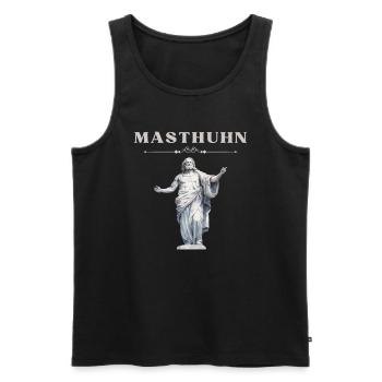 Masthuhn Bodybuilding Meme‑Statue Satire T‑Shirt - Männer Premium Bio Tank Top - Schwarz - Vorne - Michal (187cm)