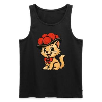 Süße Katze mit Bollenhut - Männer Premium Bio Tank Top - Schwarz - Vorne - Michal (187cm)