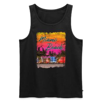 Miami Beach 80er Retro Vaporwave - Männer Premium Bio Tank Top - Schwarz - Vorne - AI Model Male 178 light (178cm)
