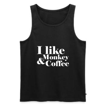 monkey lover ,I like Monkey and Coffee - Männer Premium Bio Tank Top - Schwarz - Vorne - AI Model Male 178 light (178cm)