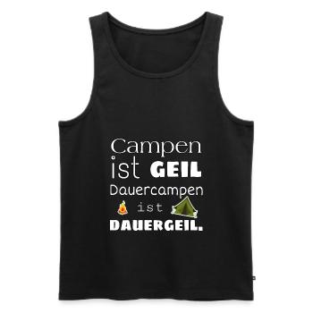 Camping - Campen - Dauercamping Shirt - Männer Premium Bio Tank Top - Schwarz - Vorne - AI Model Male 178 light (178cm)