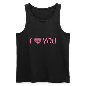 I love You, Ich liebe Dich, I love U - Männer Premium Bio Tank Top - Schwarz - Vorne - Michal (187cm)