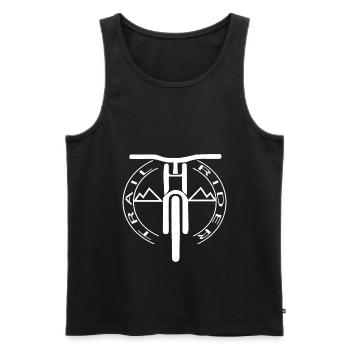 TRAIL RIDE MOUNTAIN - Männer Premium Bio Tank Top - Schwarz - Vorne - AI Model Male 178 light (178cm)