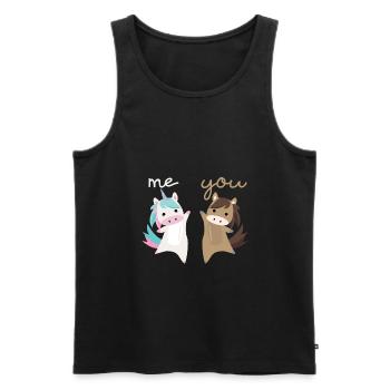 Einhorn Pferd pink reiten Mädchen du ich Pony süß - Männer Premium Bio Tank Top - Schwarz - Vorne - Michal (187cm)