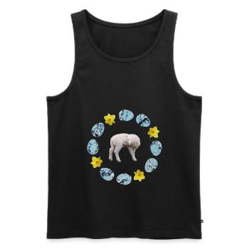sheep in the egg wreath with narcissus e 55 - Men's Premium Organic Tank Top - black - Front - AI Model Male 178 light (178cm)