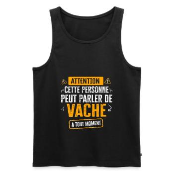 Fermier Agriculteur Vache Humour Éleveur Rigolo - Débardeur bio Premium Homme - noir - Devant - AI Model Male 178 light (178cm)