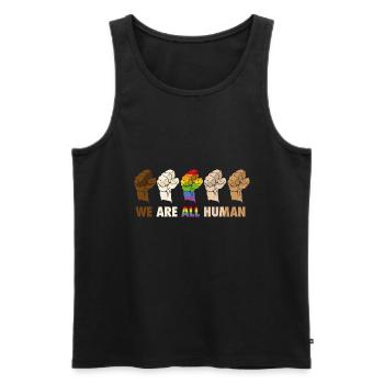 We are all Human - Pride Diversity - Männer Premium Bio Tank Top - Schwarz - Vorne - Michal (187cm)