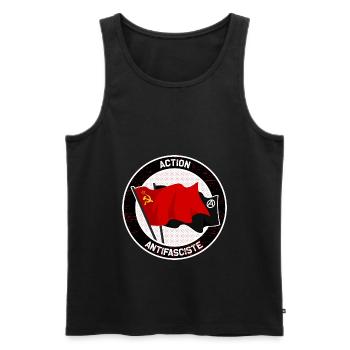 Action Antifascist - Men's Premium Organic Tank Top - black - Front - AI Model Male 178 light (178cm)