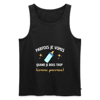 Parfois je vomis comme parrain bébé biberon humour - Débardeur bio Premium Homme - noir - Devant - AI Model Male 178 light (178cm)