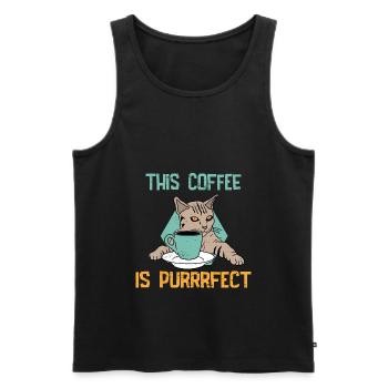 Cats Kitten Coffee Pet - Men's Premium Organic Tank Top - black - Front - AI Model Male 178 light (178cm)