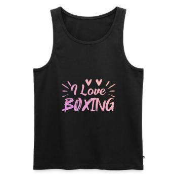 Ich liebe Boxen - Männer Premium Bio Tank Top - Schwarz - Vorne - Michal (187cm)