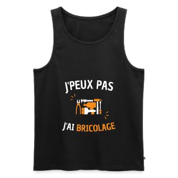 J'peux pas j'ai bricolage ! humour bricoleur - Débardeur bio Premium Homme - noir - Devant - Michal (187cm)