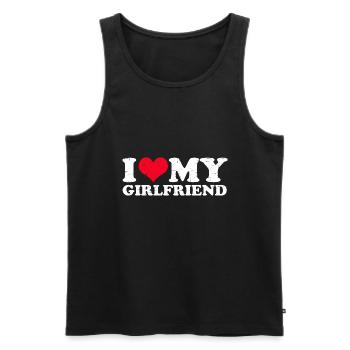 Ich liebe meine Freundin - Männer Premium Bio Tank Top - Schwarz - Vorne - Michal (187cm)