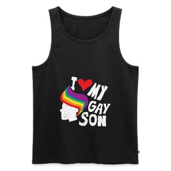 Gay Gay Gay Lesbian LGBT - Men's Premium Organic Tank Top - black - Front - Michal (187cm)