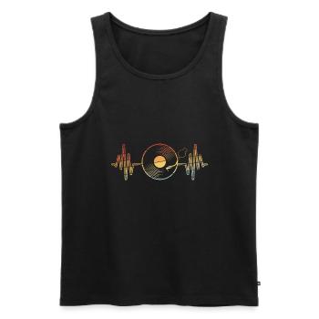 Vinyl Herzschlag Vinyl Schallplatte Musik Puls - Männer Premium Bio Tank Top - Schwarz - Vorne - Michal (187cm)