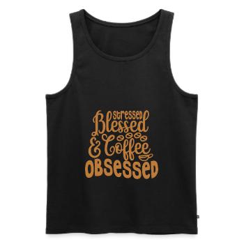 Café Espresso Café du matin Buveur Americano - Débardeur bio Premium Homme - noir - Devant - AI Model Male 178 light (178cm)
