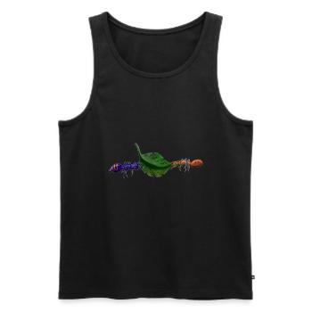 2 Ameisen tragen Blatt in Teamwork - Männer Premium Bio Tank Top - Schwarz - Vorne - Michal (187cm)
