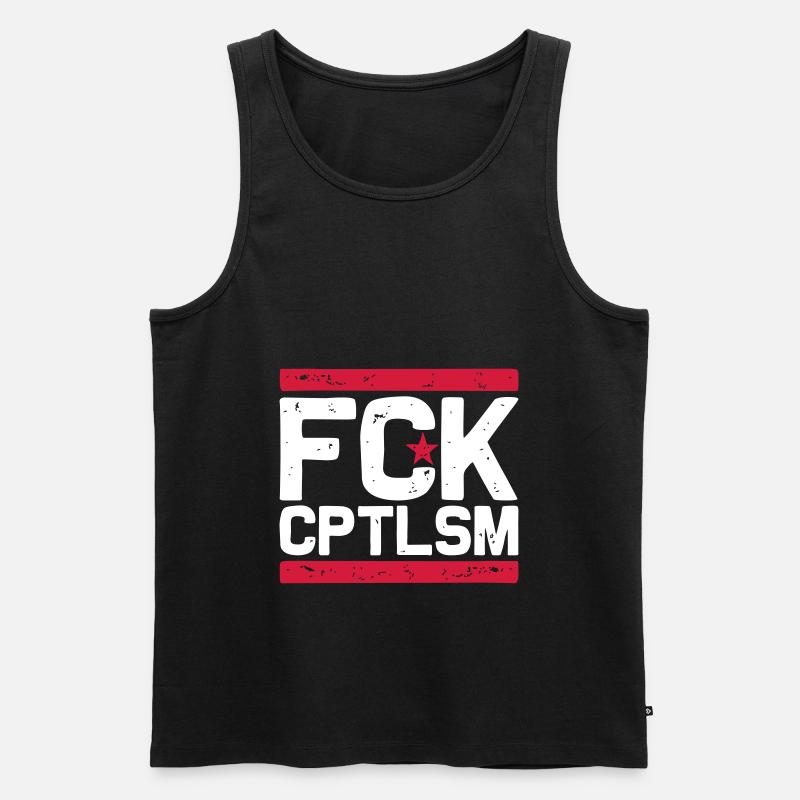 FCK CPTLSM (white) - Männer Premium Bio Tank Top - Schwarz