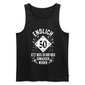 Endlich 50 Jetzt muss ich noch erwachsen werden - Männer Premium Bio Tank Top - Schwarz - Vorne - AI Model Male 178 light (178cm)