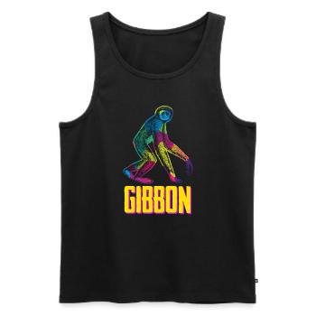 Gibbon Affe - Männer Premium Bio Tank Top - Schwarz - Vorne - AI Model Male 178 light (178cm)