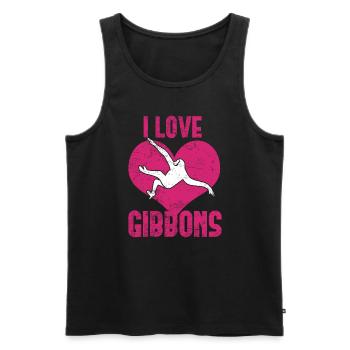 Ich liebe Gibbons - Männer Premium Bio Tank Top - Schwarz - Vorne - AI Model Male 178 light (178cm)