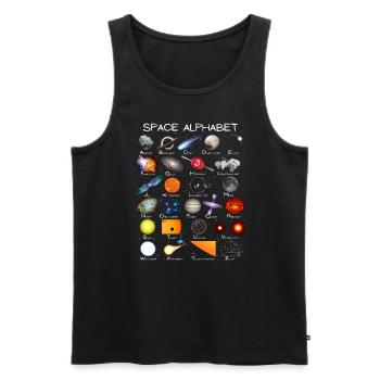 Space Astronomy Alphabet ABC - Men's Premium Organic Tank Top - black - Front - AI Model Male 178 light (178cm)
