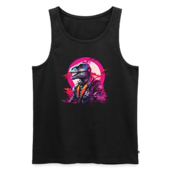 Futuristischer T-Rex - Männer Premium Bio Tank Top - Schwarz - Vorne - Michal (187cm)
