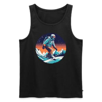 Snowboarding or skiing and then après ski - Men's Premium Organic Tank Top - black - Front - AI Model Male 178 light (178cm)