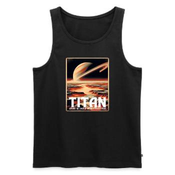 Titan Saturn Mond Sonnensystem Reiseposter - Männer Premium Bio Tank Top - Schwarz - Vorne - AI Model Male 178 light (178cm)