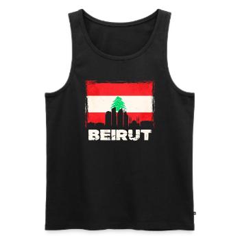 Beyrouth Liban Drapeau - Débardeur bio Premium Homme - noir - Devant - Michal (187cm)