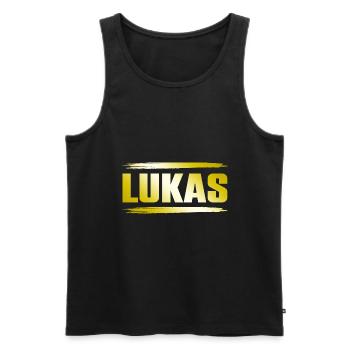 Lukas - Men's Premium Organic Tank Top - black - Front - Michal (187cm)