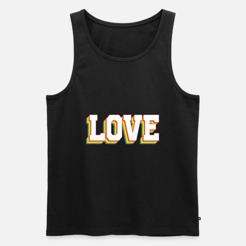 Love Rainbow - Männer Premium Bio Tank Top - Schwarz