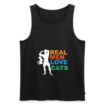 Chats Chat Chat Chat Chat Papa Douce Fête des Pères - Débardeur bio Premium Homme - noir - Devant - Michal (187cm)