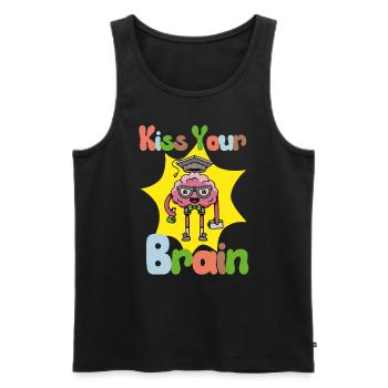 Kiss Your Brain,Teacher, Teacher Appreciation Gift - Men's Premium Organic Tank Top - black - Front - AI Model Male 178 light (178cm)