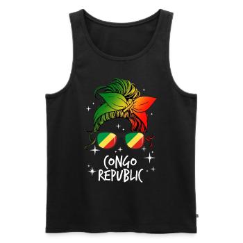 République du Congo - Débardeur bio Premium Homme - noir - Devant - AI Model Male 178 light (178cm)