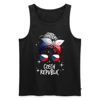 Czech Republic - Men's Premium Organic Tank Top - black - Front - AI Model Male 178 light (178cm)