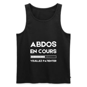 abs in progress please wait! sport - Men's Premium Organic Tank Top - black - Front - AI Model Male 178 light (178cm)