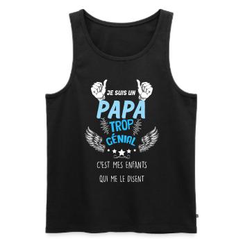 Papa Trop Génial C'est Le Notre Cadeau Des Enfants - Débardeur bio Premium Homme - noir - Devant - Michal (187cm)