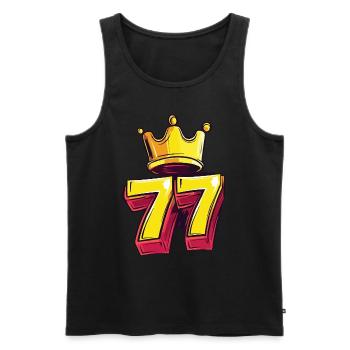 77 Zahl Krone - Männer Premium Bio Tank Top - Schwarz - Vorne - Michal (187cm)