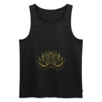 Flower of Life lotus gold ornaments gift - Men's Premium Organic Tank Top - black - Front - Michal (187cm)