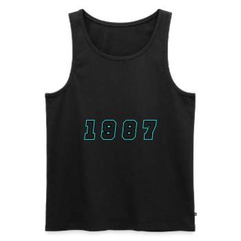 Numéro de l’année 1987 - Débardeur bio Premium Homme - noir - Devant - AI Model Male 178 light (178cm)