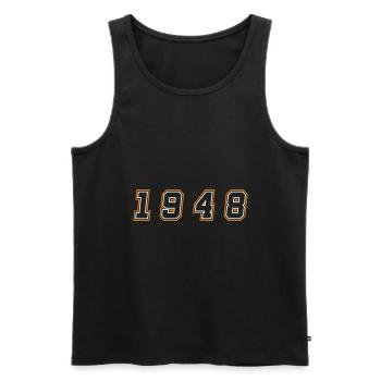 Numéro de l’année 1948 - Débardeur bio Premium Homme - noir - Devant - AI Model Male 178 light (178cm)