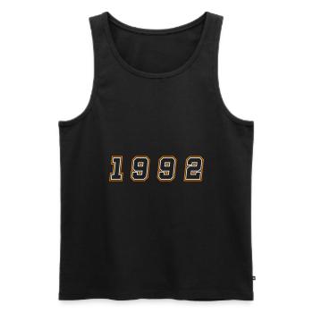 Numéro de l’année 1992 - Débardeur bio Premium Homme - noir - Devant - AI Model Male 178 light (178cm)