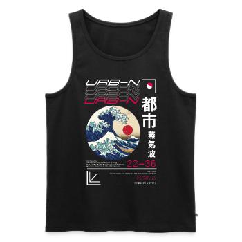 La grande vague au large de Kanagawa | Urbain japonais - Débardeur bio Premium Homme - noir - Devant - AI Model Male 178 light (178cm)