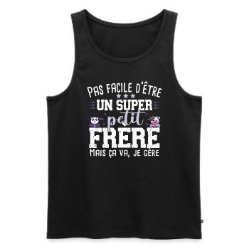 Petit Frère Panda Vache Cadeau Bébé Garçon Famille - Débardeur bio Premium Homme - noir - Devant - Michal (187cm)